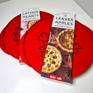 Nordic Ware Pie Top Cutters Leaves And Apples, Lattice And Hearts, Two, Set NWT